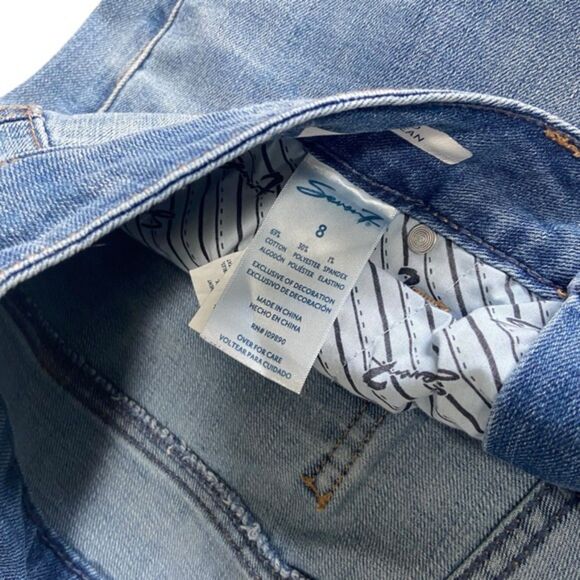 Seven7 Light Wash High Waist Weekend Slim Fit Jean Raw Hem Size 8 - Picture 6 of 11